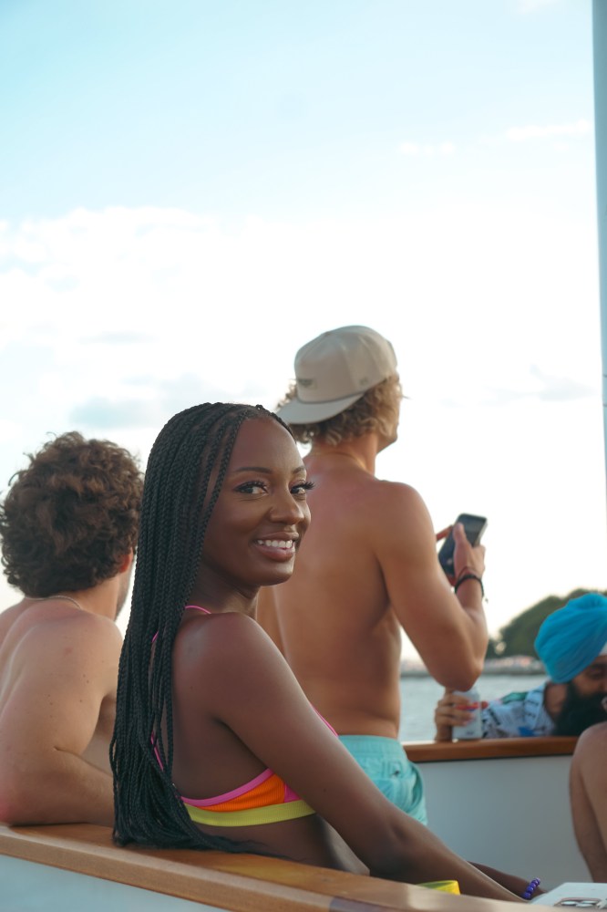 a person sitting at a beach