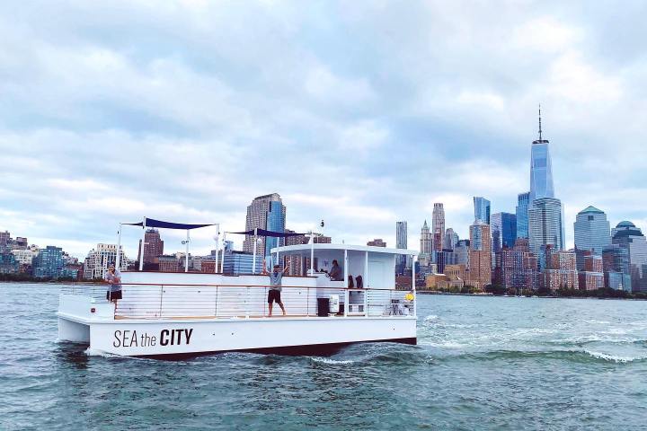 Hot Tub Boat Cruising down the Potomac river in DC