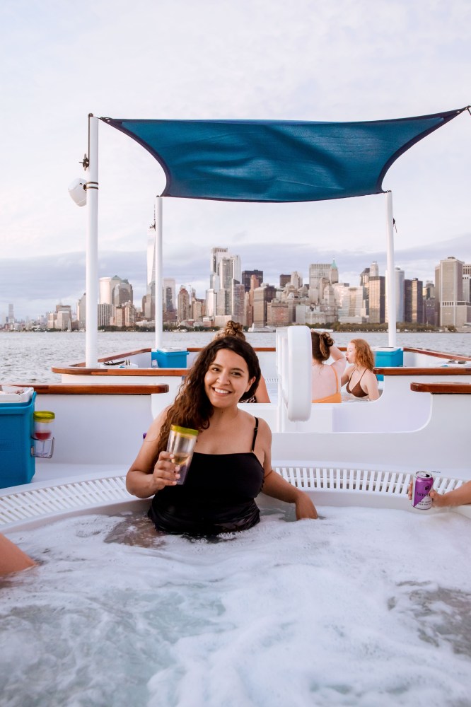 a person sitting in hot tub boat in DC